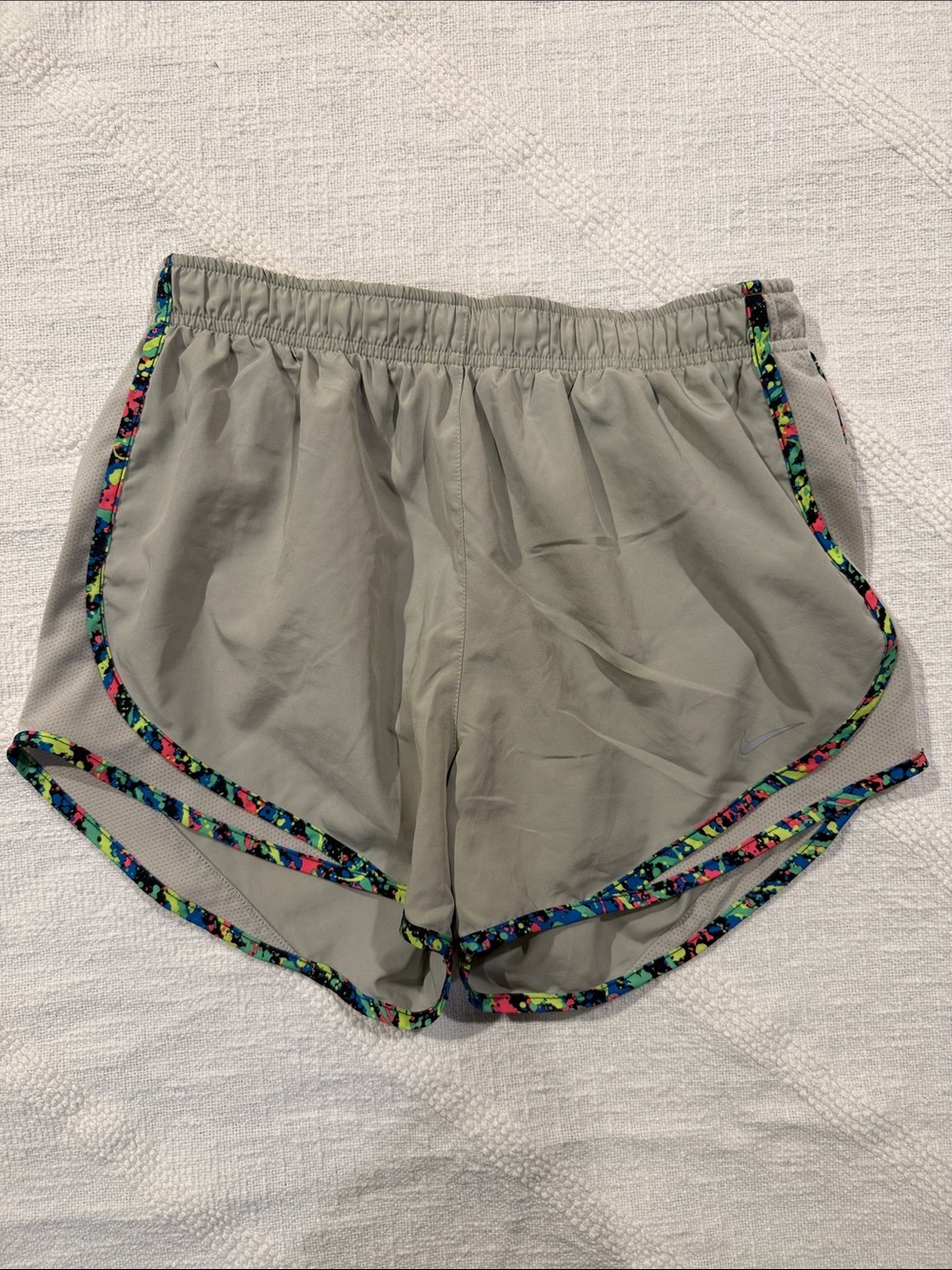 Light Gray Nike Women's Athletic Shorts with Multicolor Trim